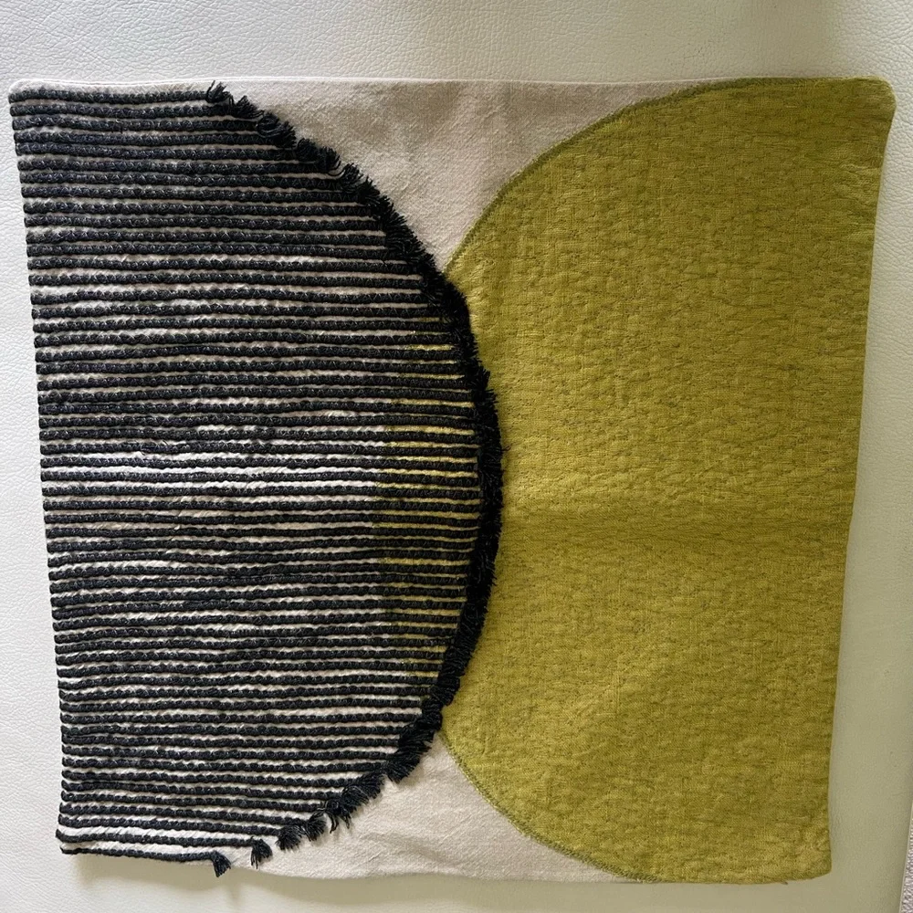 Pottery Barn Unity Embroidered Pillow Sham Abstract Yellow and Black